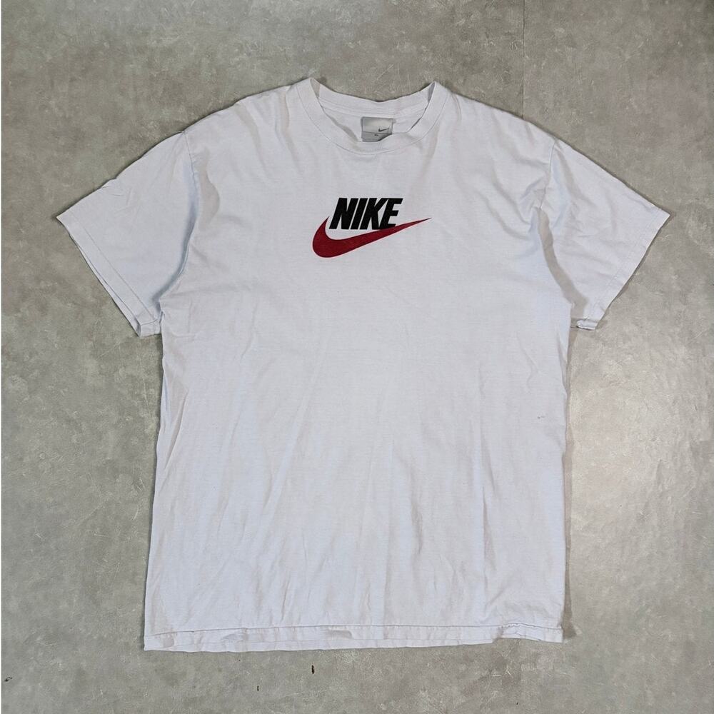 2000's Vintage Nike Red Swoosh White T-Shirt -XL